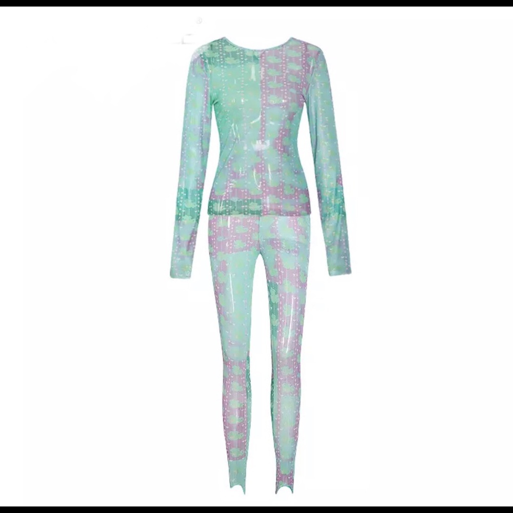 Mesh water colored two piece